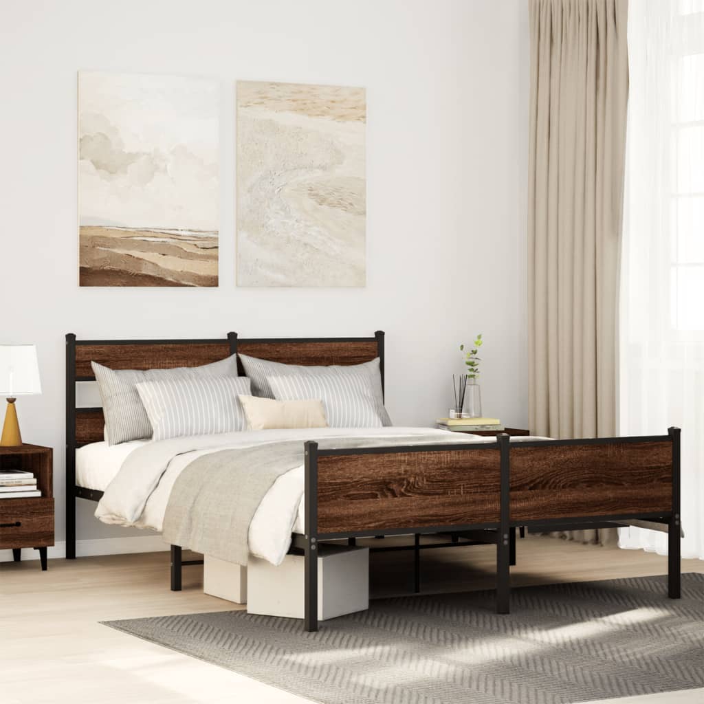Cadre de lit en métal sans matelas chêne marron 160x200 cm - XIOS