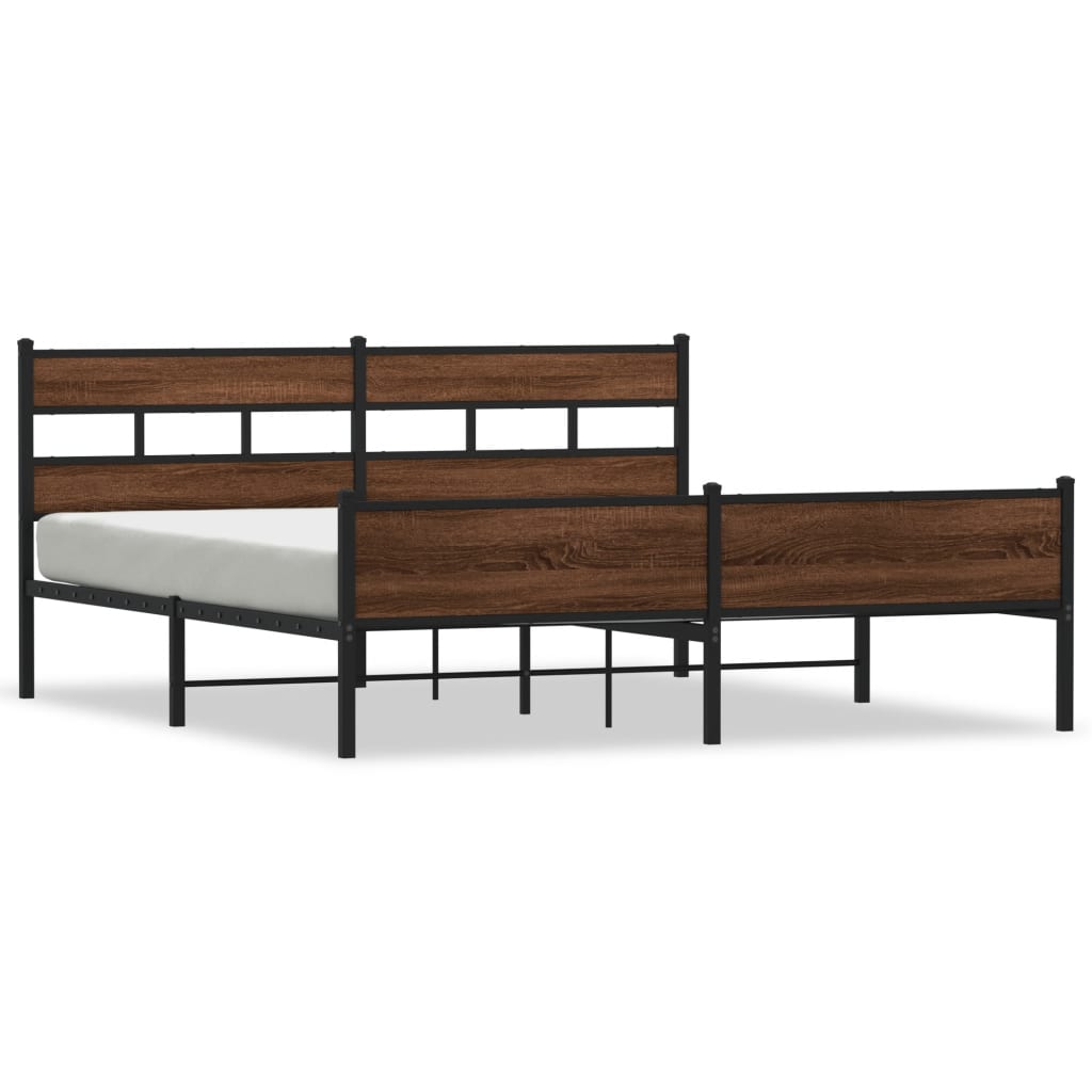 Cadre de lit en métal sans matelas chêne marron 180x200 cm - XIOS