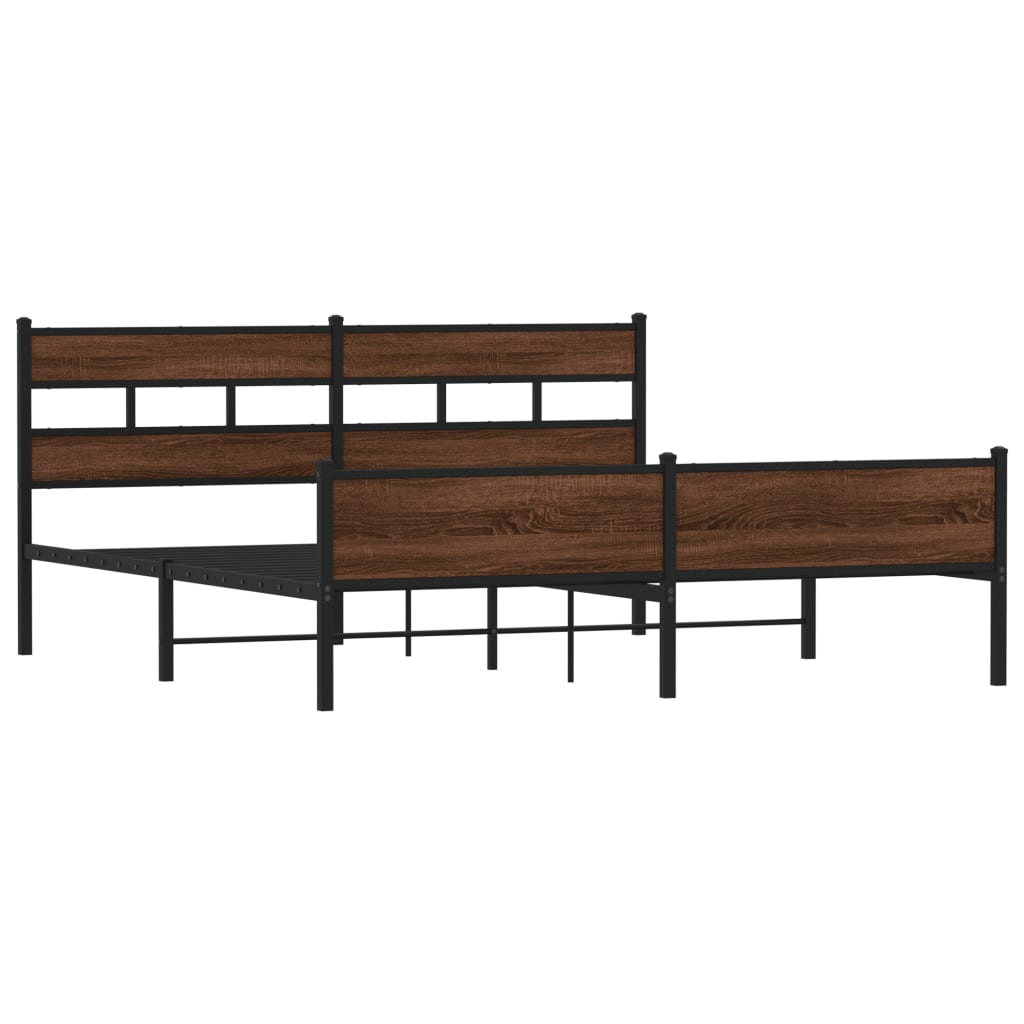 Cadre de lit en métal sans matelas chêne marron 180x200 cm - XIOS