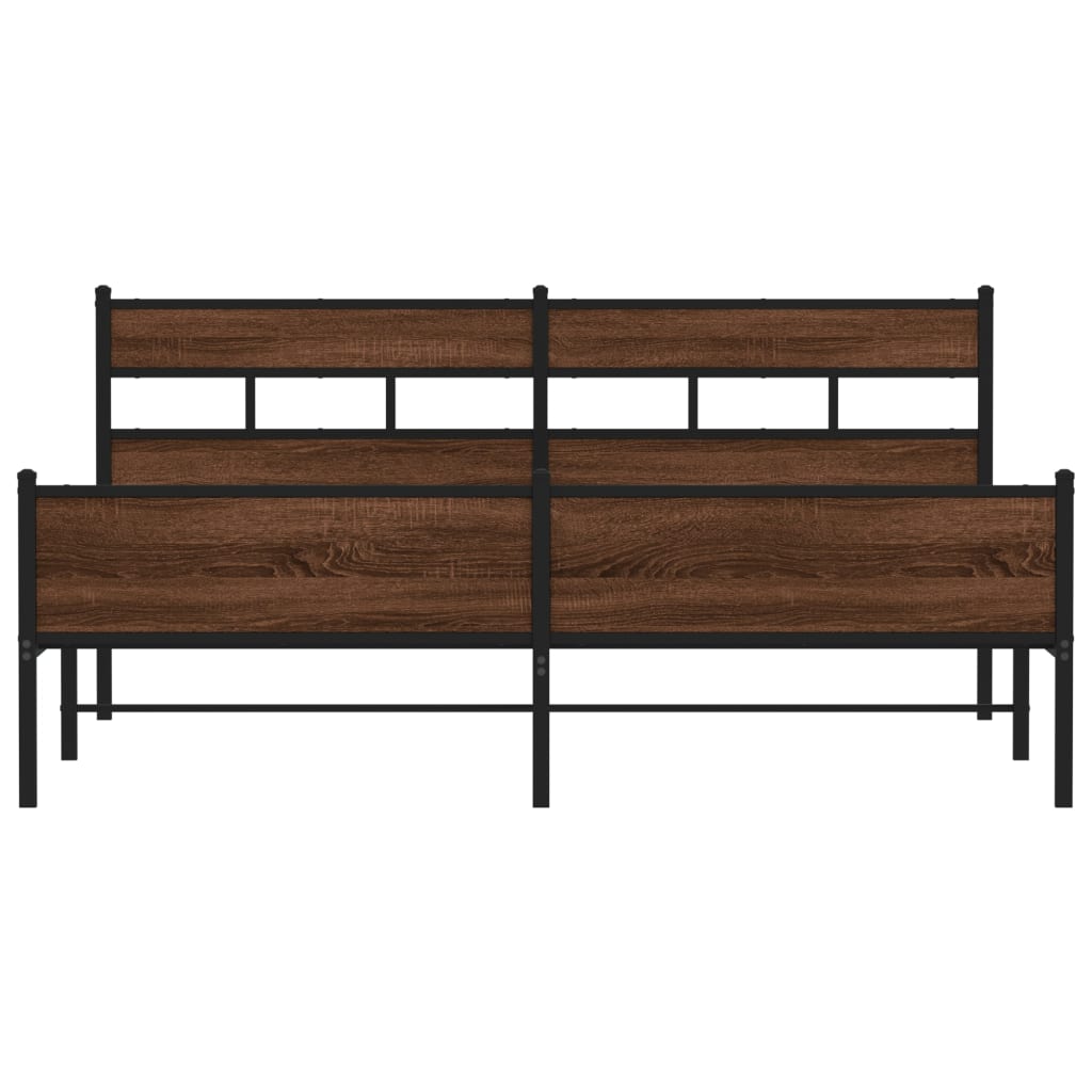 Cadre de lit en métal sans matelas chêne marron 180x200 cm - XIOS