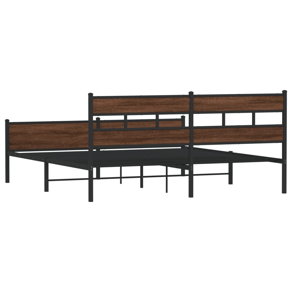 Cadre de lit en métal sans matelas chêne marron 180x200 cm - XIOS
