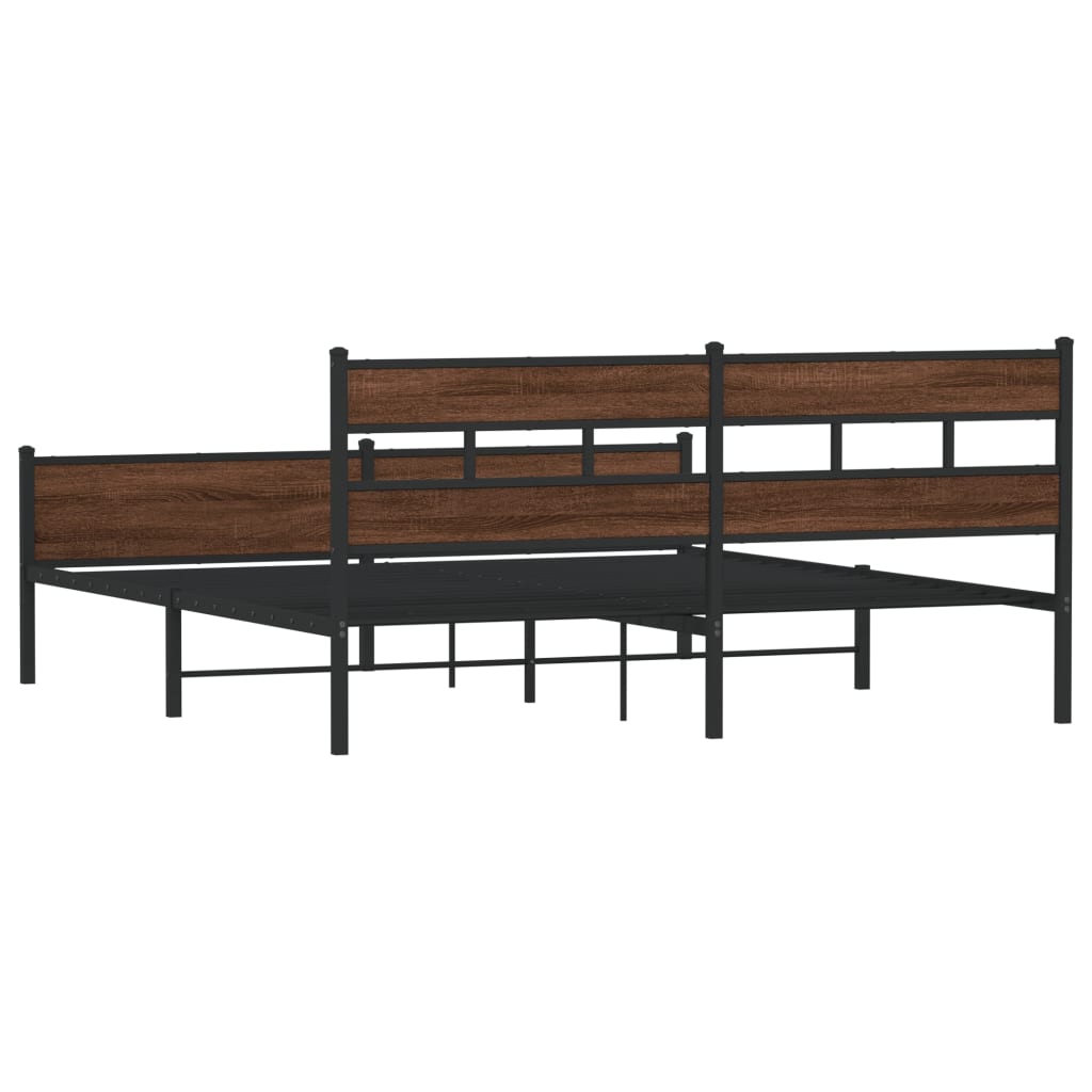 Cadre de lit en métal sans matelas chêne marron 183x213 cm - XIOS