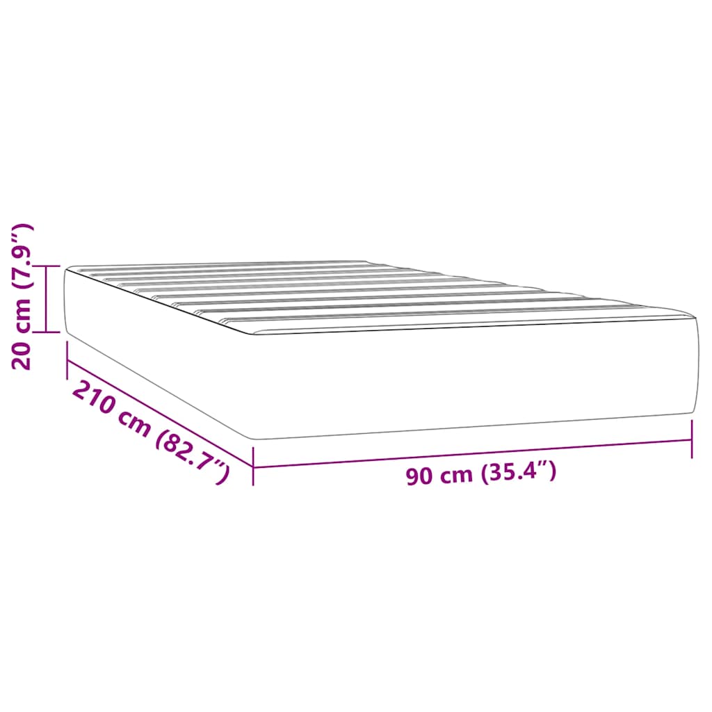 Matelas de lit à ressorts ensachés 90x210x20 cm velours - XIOS