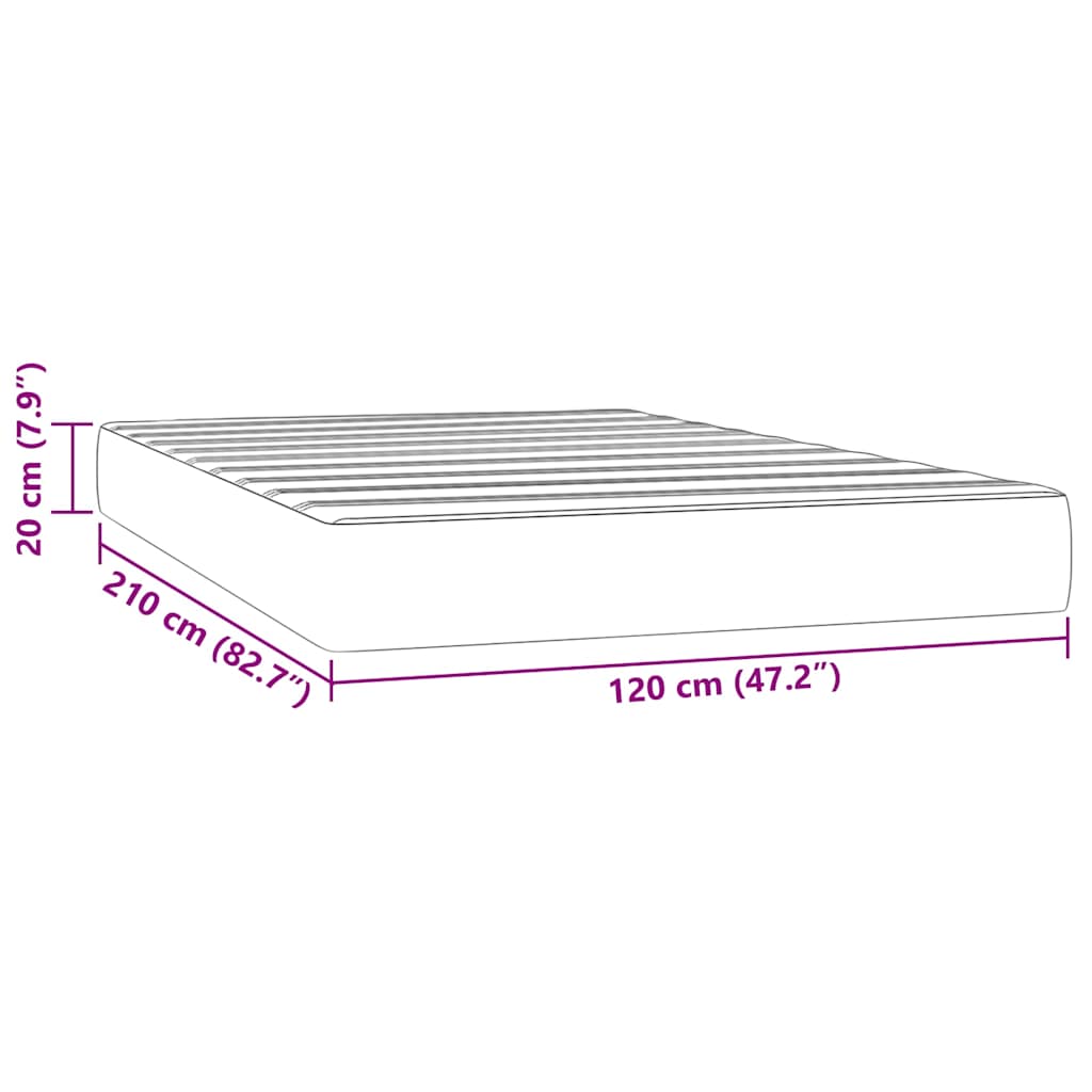 Matelas de lit à ressorts ensachés rose 120x210x20 cm velours - XIOS