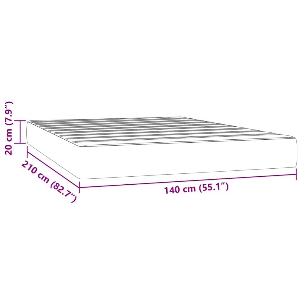 Matelas de lit à ressorts ensachés rose 140x210x20 cm velours - XIOS