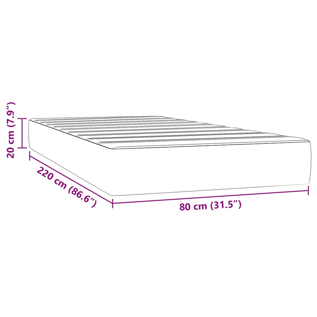 Matelas de lit à ressorts ensachés noir 80x220x20 cm velours - XIOS