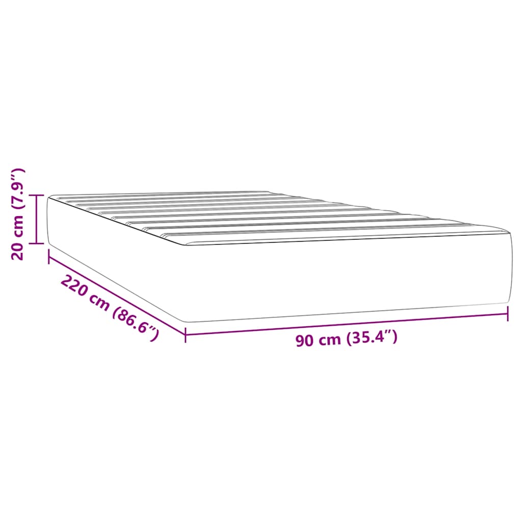 Matelas de lit à ressorts ensachés 90x220x20 cm velours - XIOS