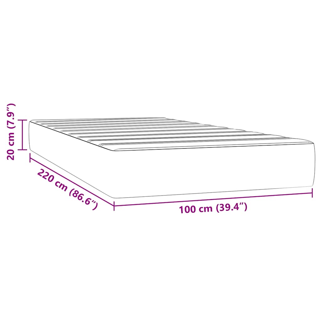 Matelas de lit à ressorts ensachés 100x220x20 cm velours - XIOS