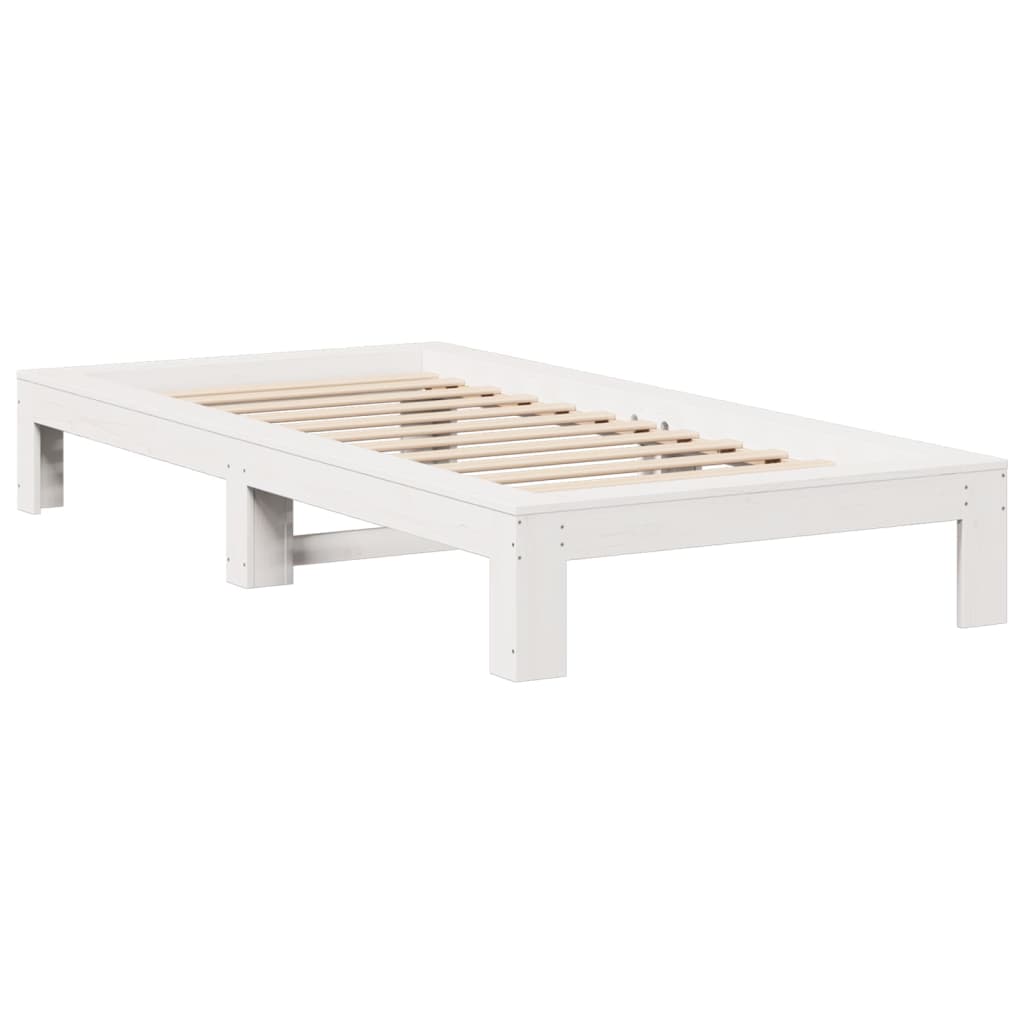 Cadre de lit sans matelas blanc 100x200 cm bois de pin massif - XIOS