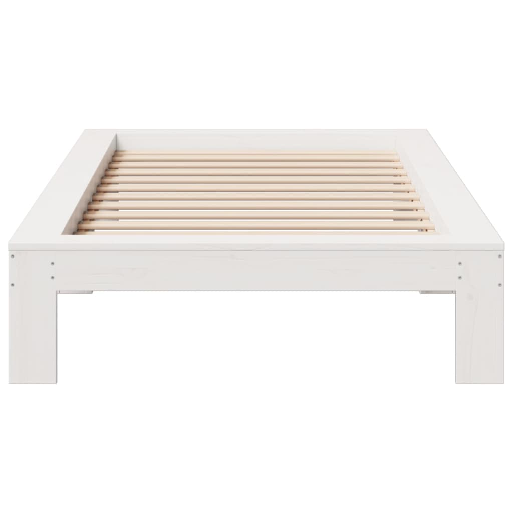 Cadre de lit sans matelas blanc 100x200 cm bois de pin massif - XIOS