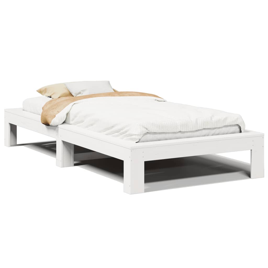 Cadre de lit sans matelas blanc 90x200 cm bois de pin massif - XIOS