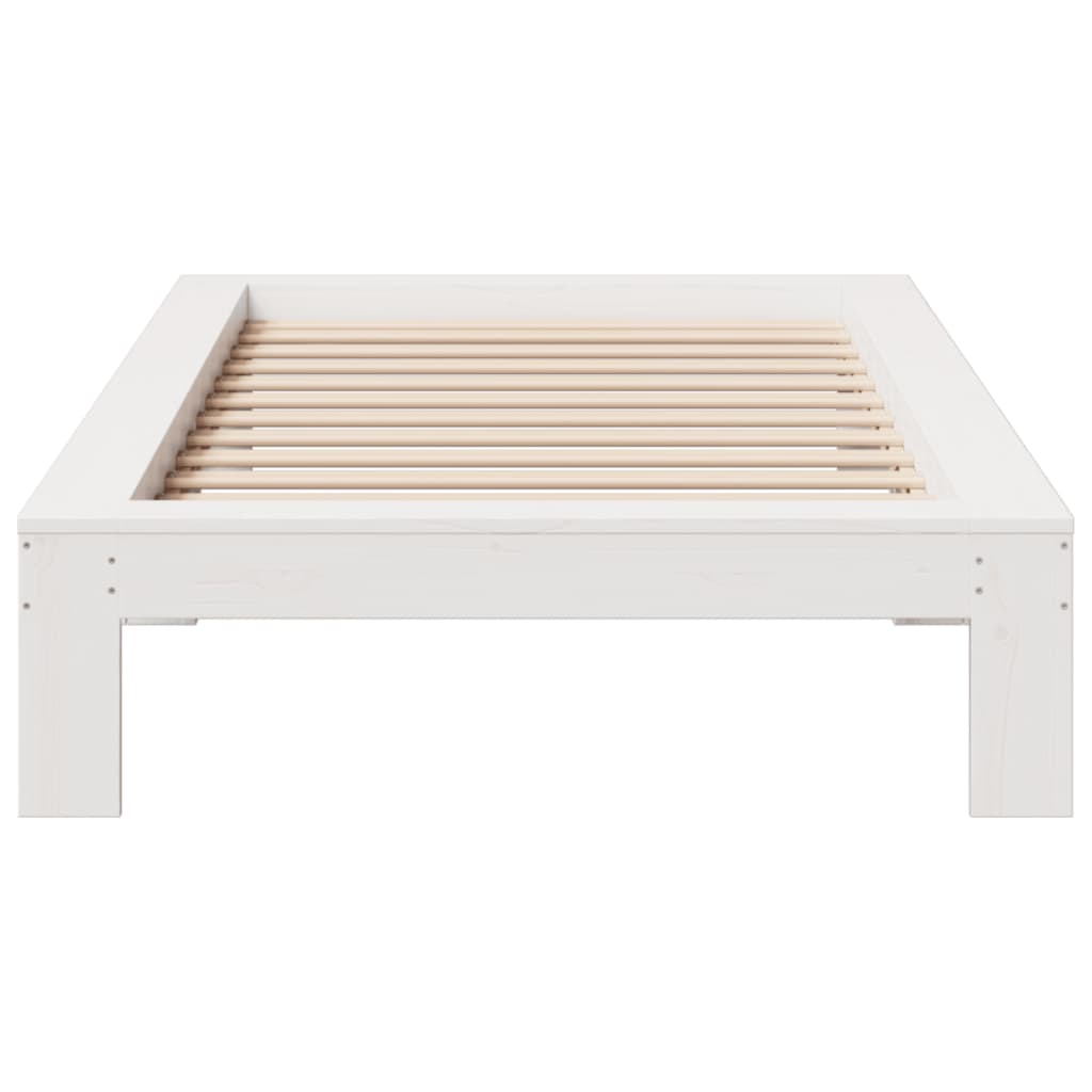 Cadre de lit sans matelas blanc 90x200 cm bois de pin massif - XIOS