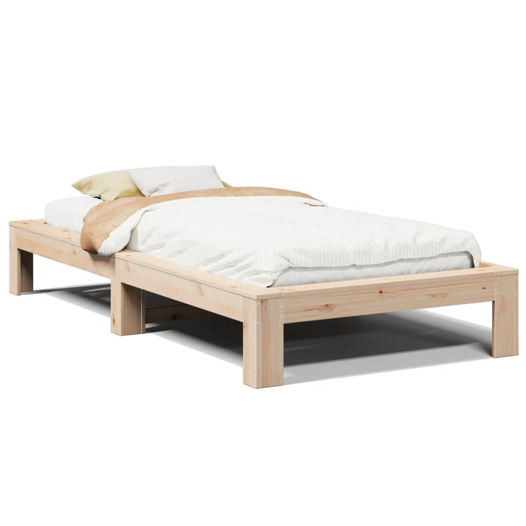 Cadre de lit sans matelas 75x190 cm bois de pin massif - XIOS