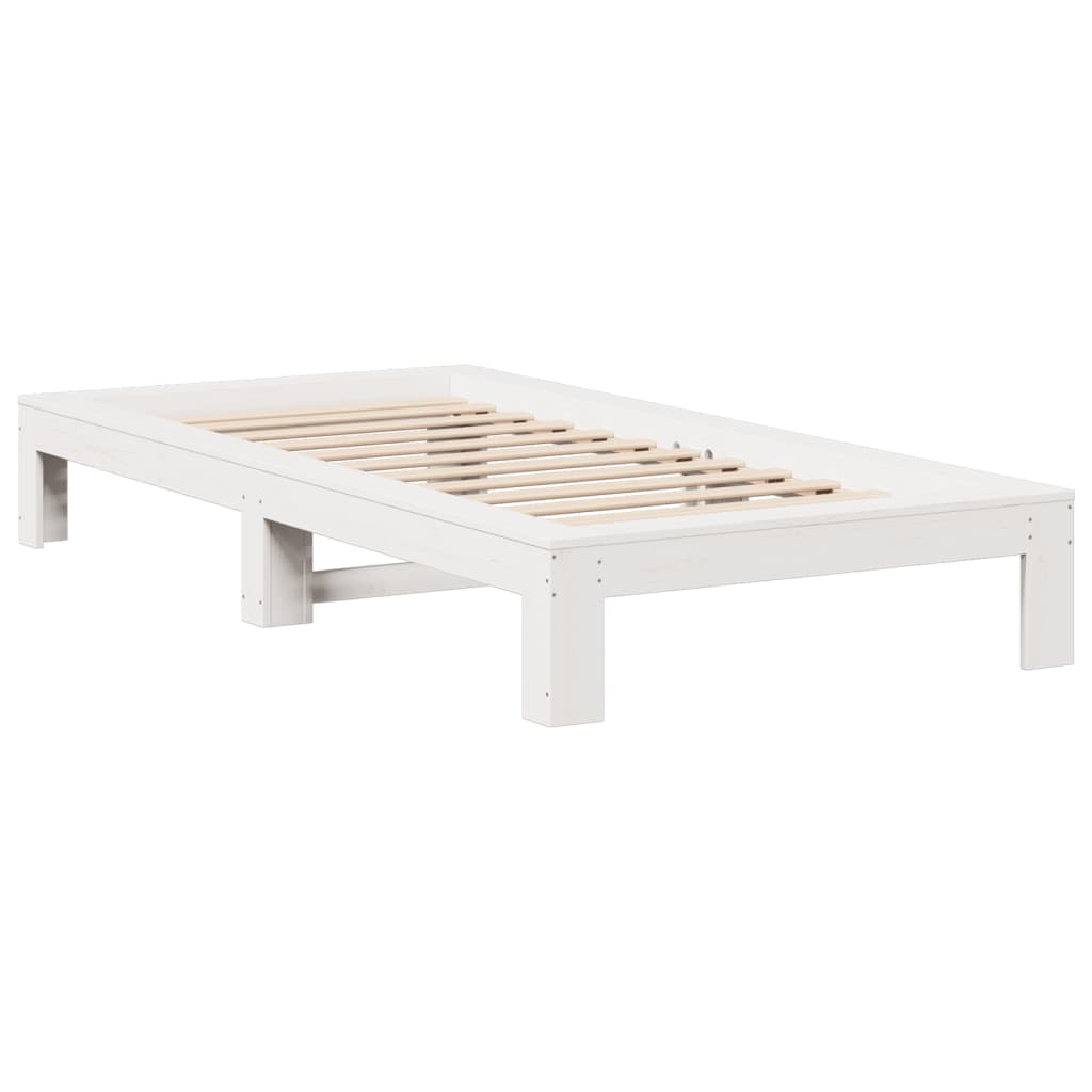 Cadre de lit sans matelas blanc 75x190 cm bois de pin massif - XIOS