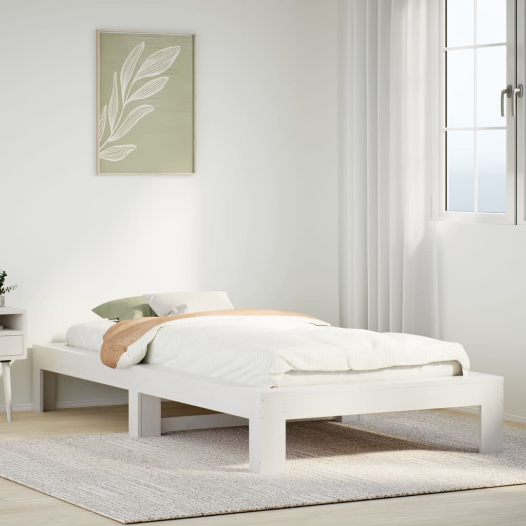 Cadre de lit sans matelas blanc 75x190 cm bois de pin massif - XIOS