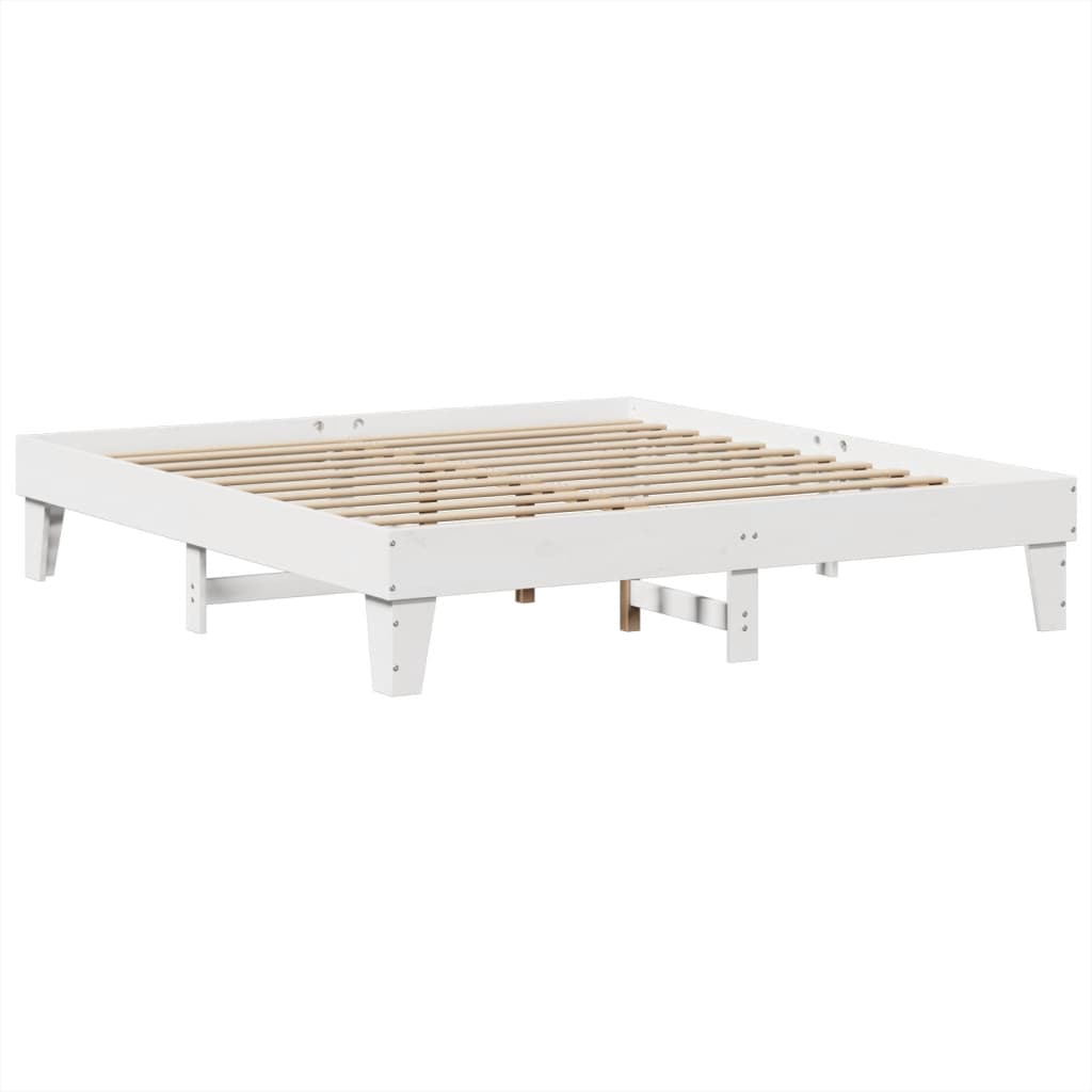 Cadre de lit sans matelas blanc 200x200 cm bois massif de pin - XIOS