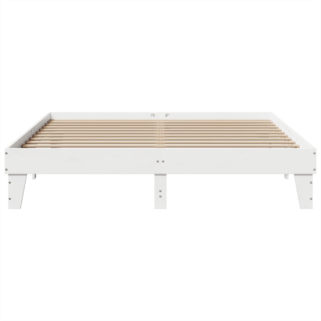 Cadre de lit sans matelas blanc 200x200 cm bois massif de pin - XIOS