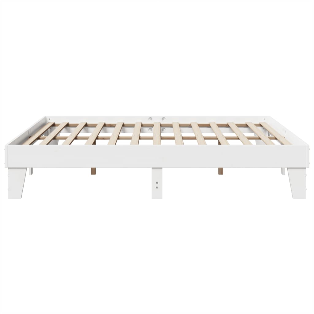 Cadre de lit sans matelas blanc 200x200 cm bois massif de pin - XIOS