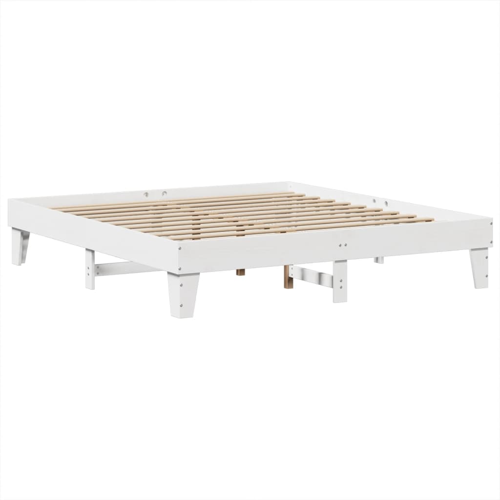 Cadre de lit sans matelas blanc 200x200 cm bois massif de pin - XIOS