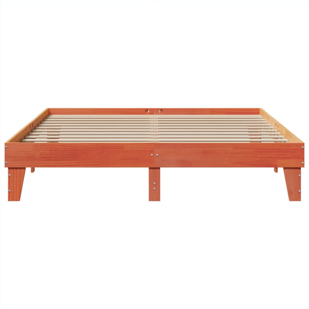 Cadre de lit sans matelas cire marron 200x200cm bois pin massif - XIOS