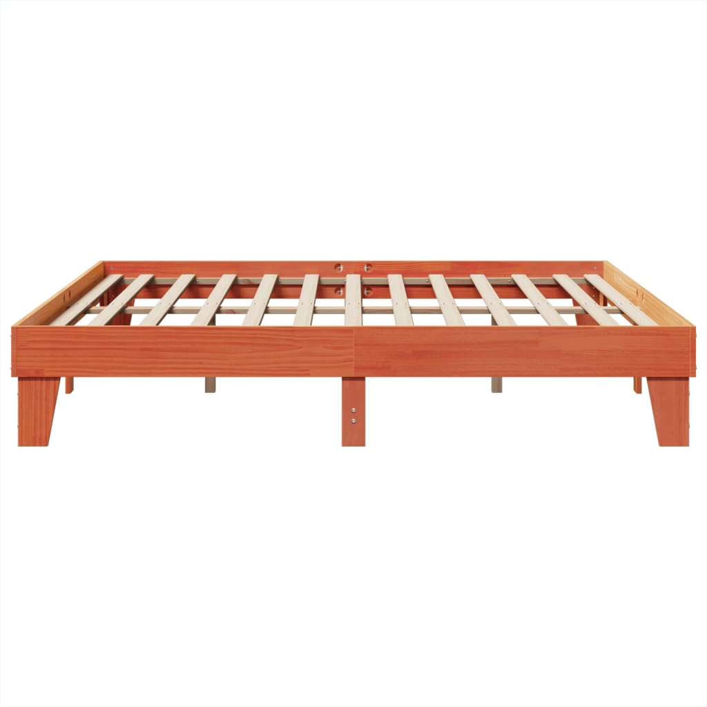 Cadre de lit sans matelas cire marron 200x200cm bois pin massif - XIOS