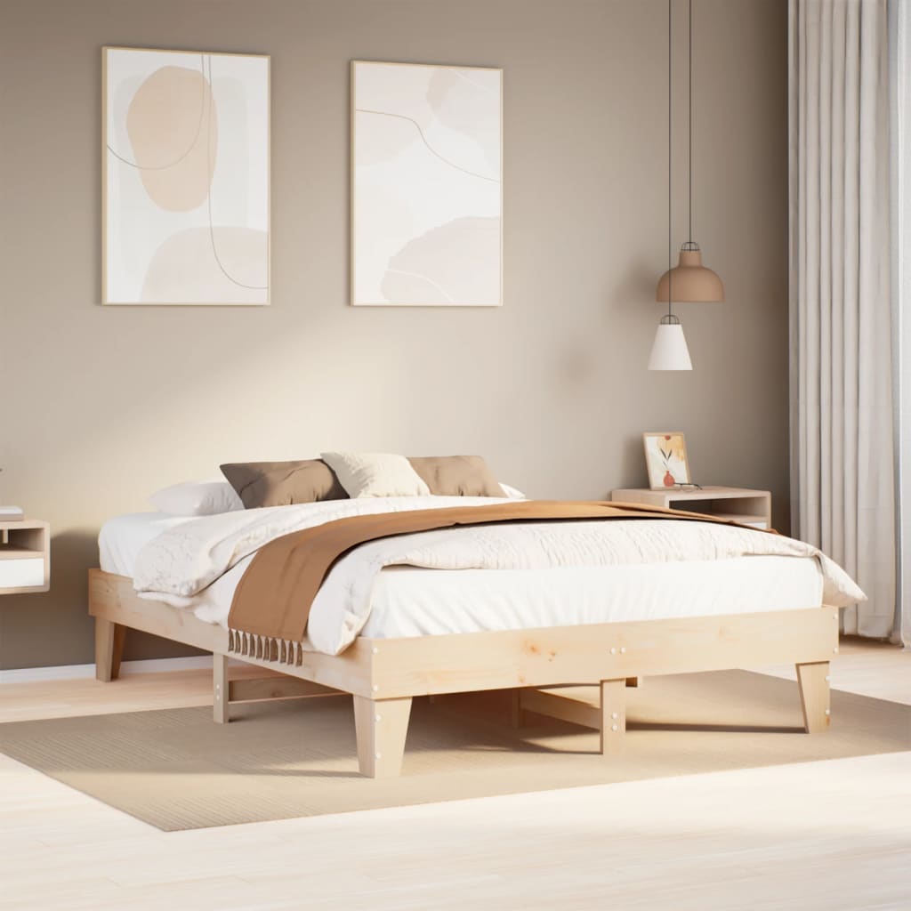 Cadre de lit sans matelas 160x200 cm bois massif de pin - XIOS