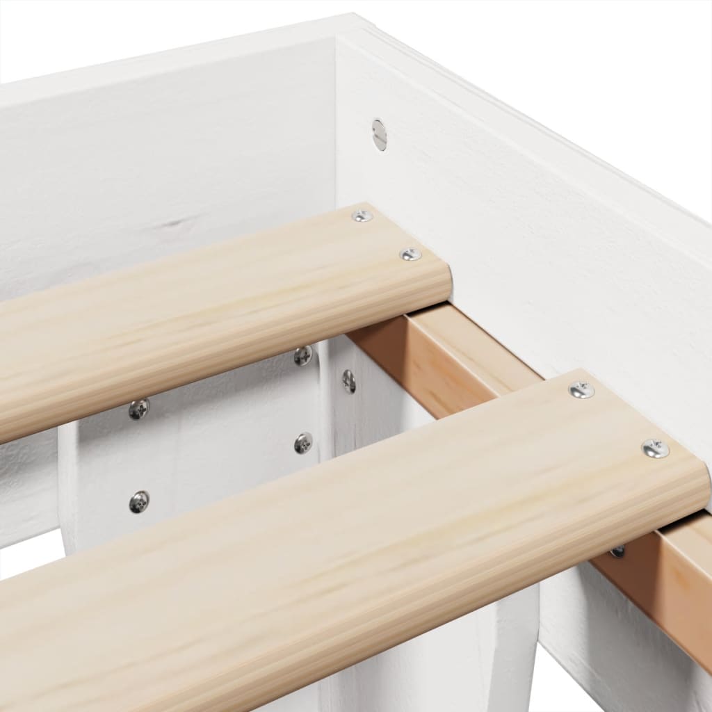 Cadre de lit sans matelas blanc 160x200 cm bois de pin massif - XIOS