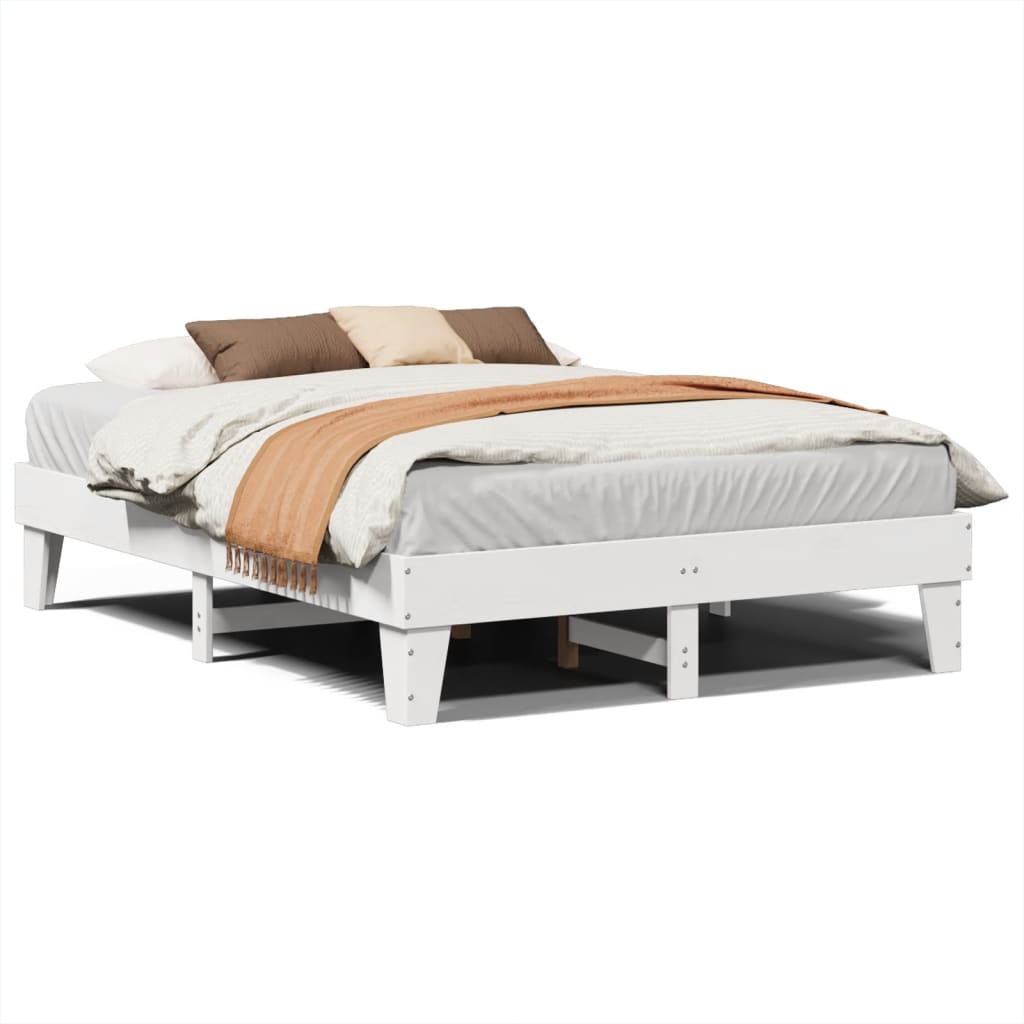 Cadre de lit sans matelas blanc 150x200 cm bois de pin massif - XIOS