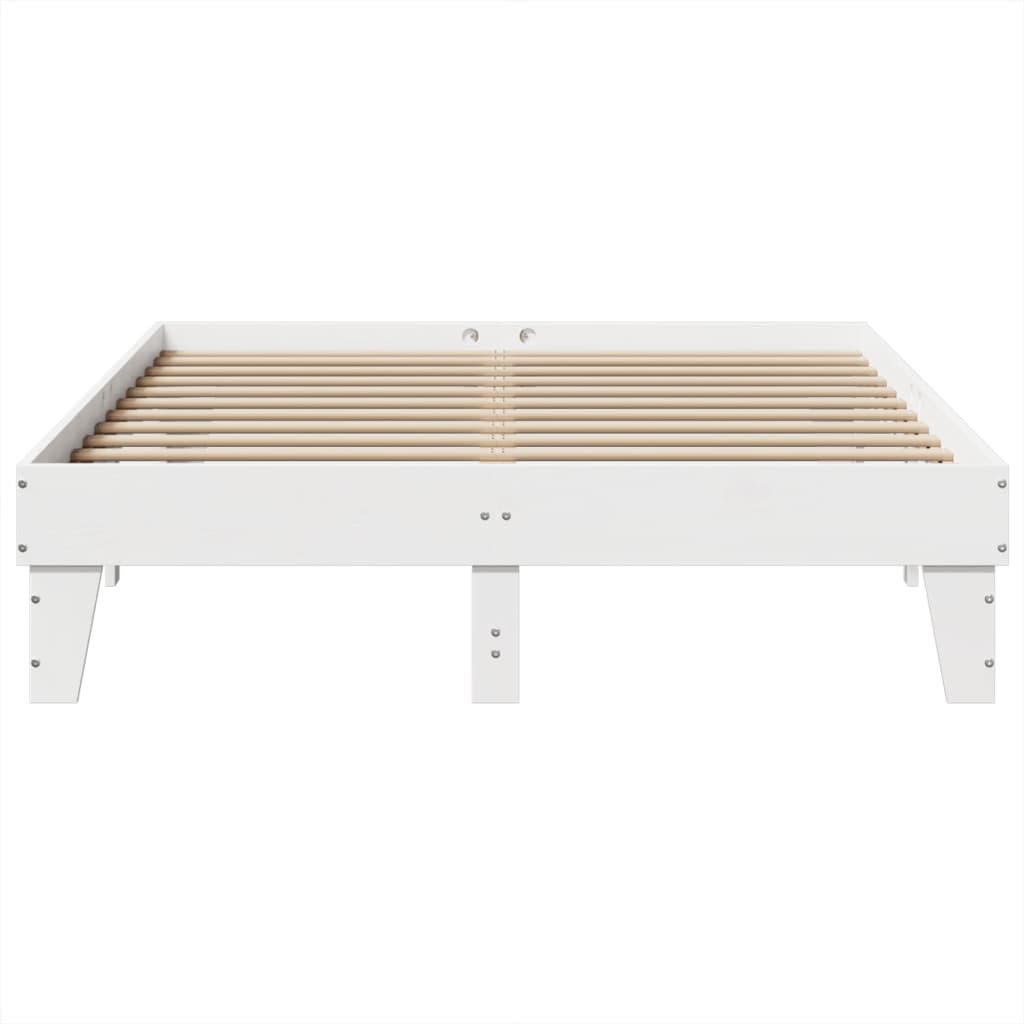 Cadre de lit sans matelas blanc 150x200 cm bois de pin massif - XIOS