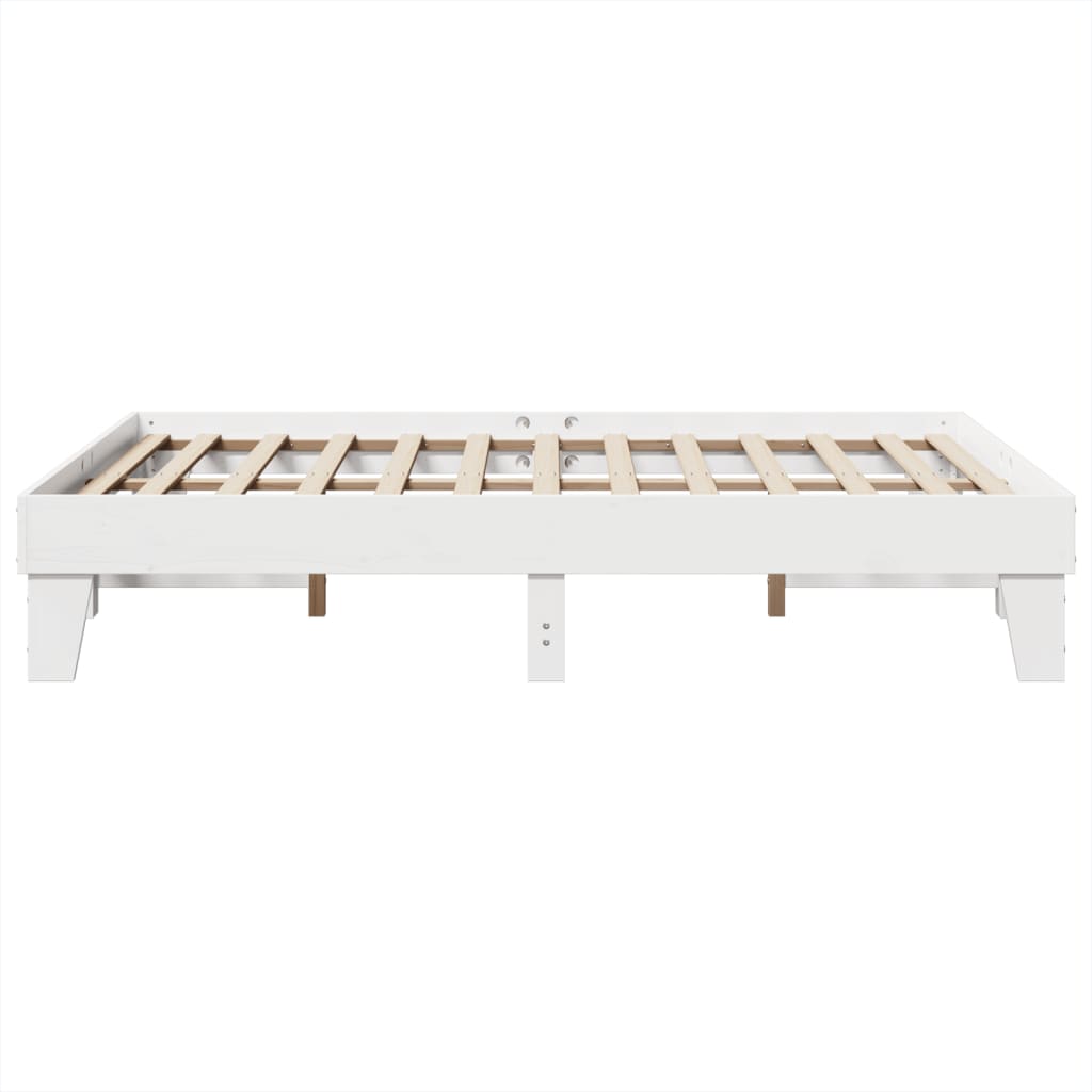Cadre de lit sans matelas blanc 150x200 cm bois de pin massif - XIOS