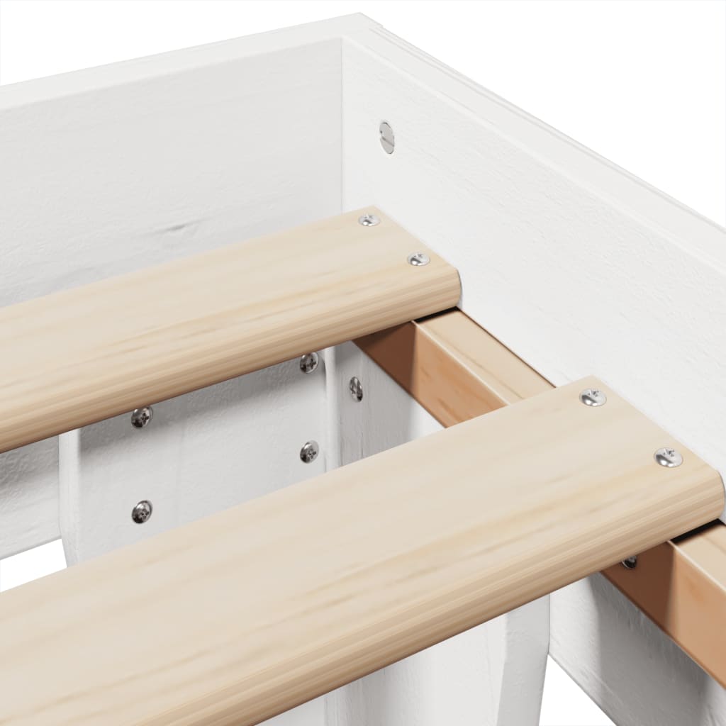 Cadre de lit sans matelas blanc 150x200 cm bois de pin massif - XIOS