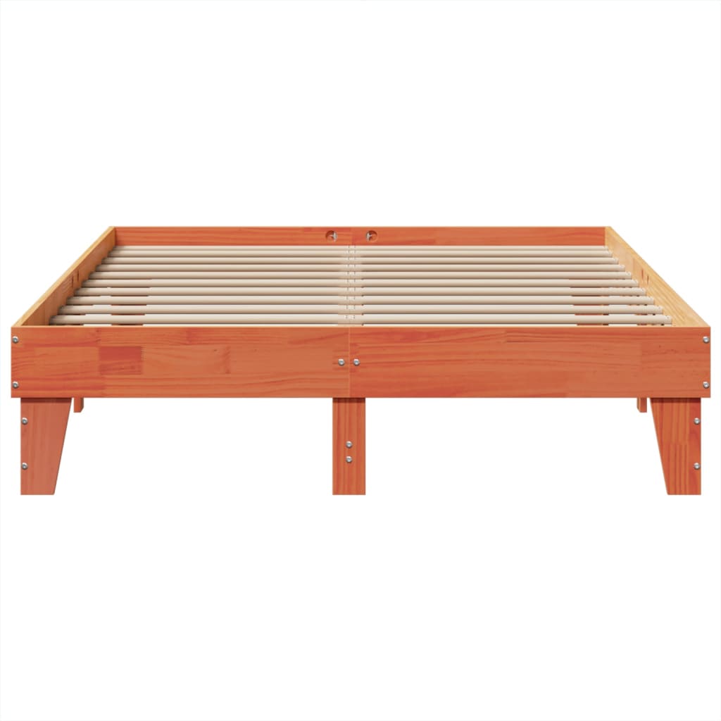 Cadre de lit sans matelas cire marron 150x200cm bois pin massif - XIOS