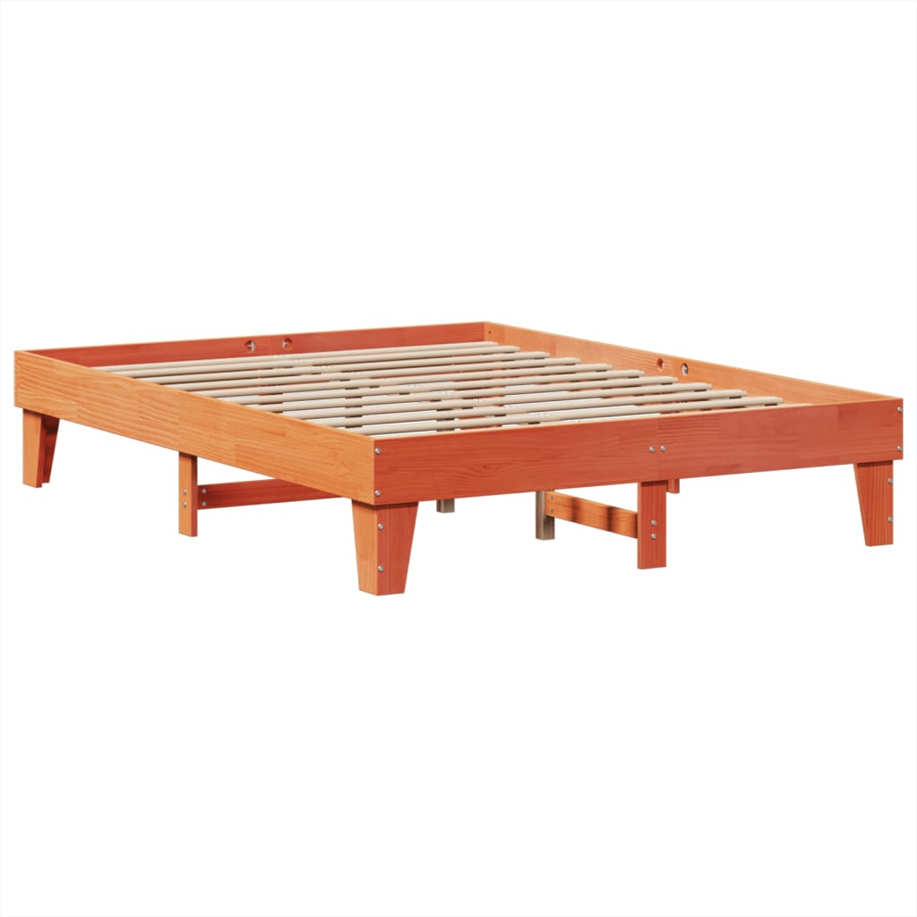Cadre de lit sans matelas cire marron 150x200cm bois pin massif - XIOS