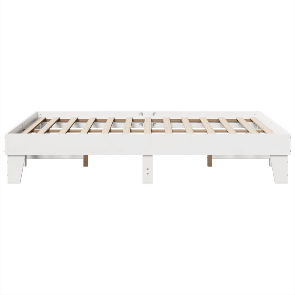 Cadre de lit sans matelas blanc 140x200 cm bois de pin massif - XIOS