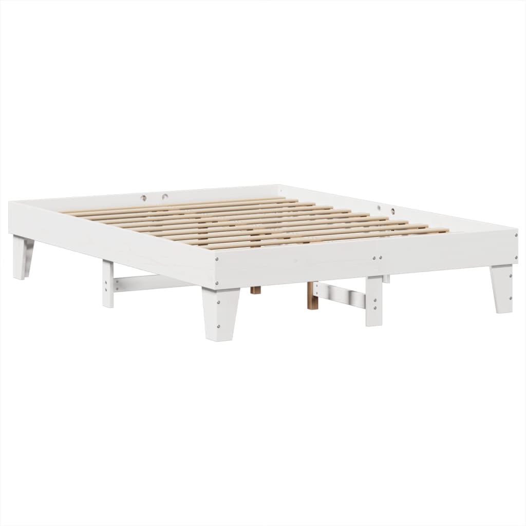 Cadre de lit sans matelas blanc 140x200 cm bois de pin massif - XIOS