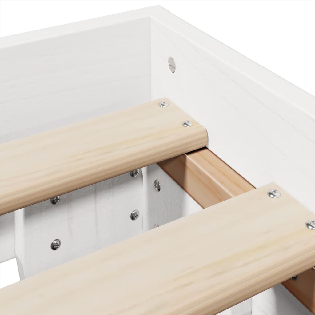 Cadre de lit sans matelas blanc 120x200 cm bois de pin massif - XIOS