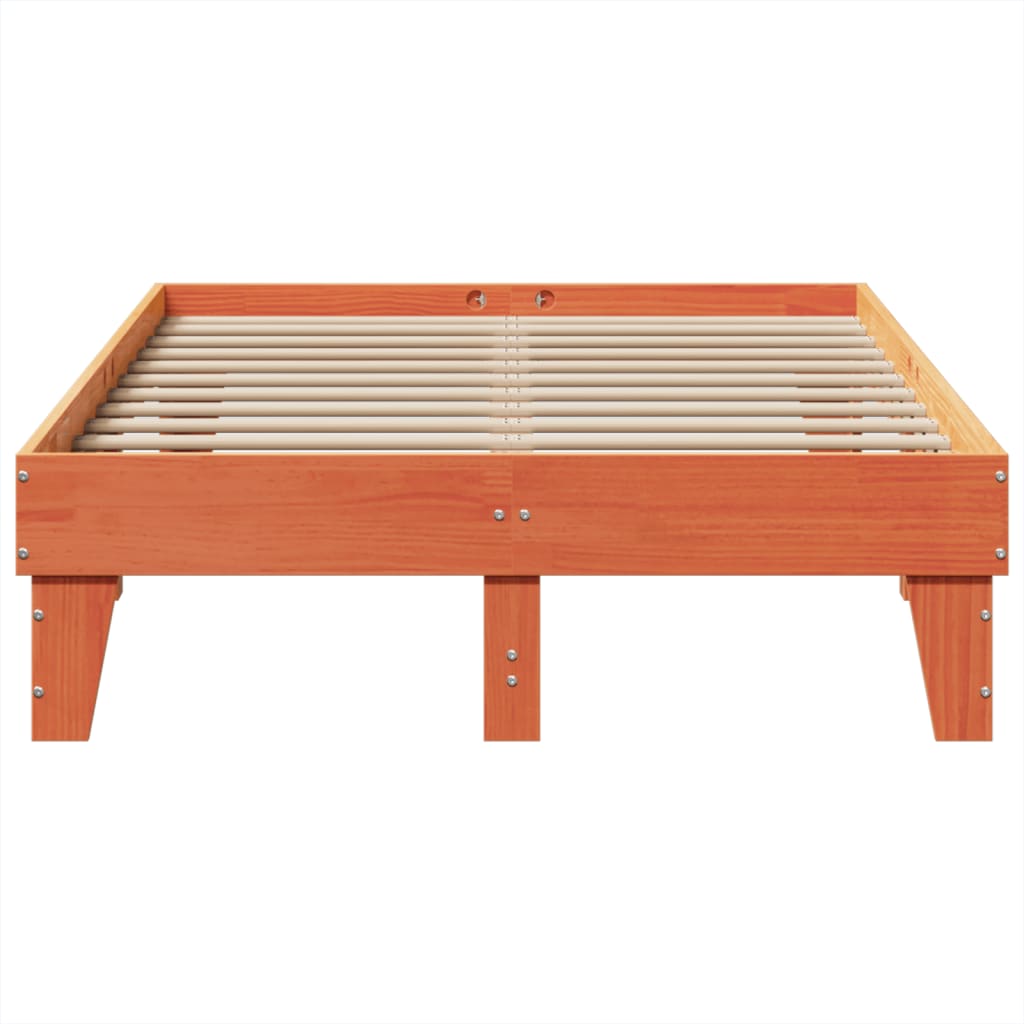 Cadre de lit sans matelas cire marron 120x200cm bois pin massif - XIOS