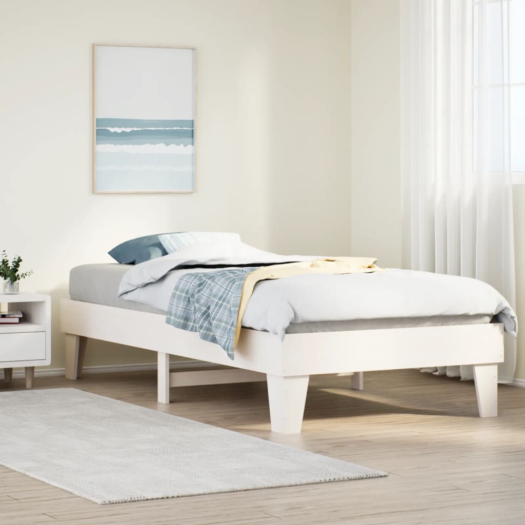 Cadre de lit sans matelas blanc 100x200 cm bois de pin massif - XIOS