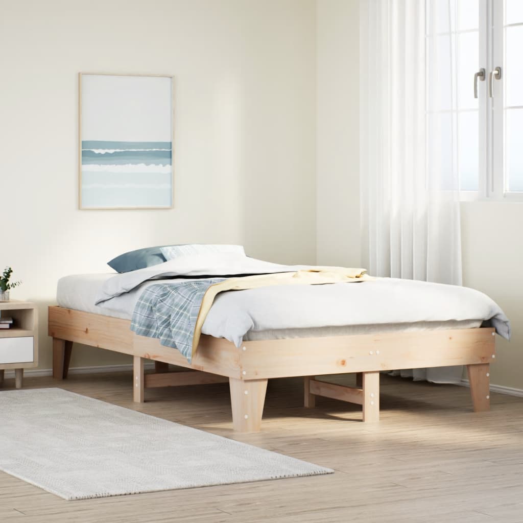 Cadre de lit sans matelas 135x190 cm bois de pin massif - XIOS