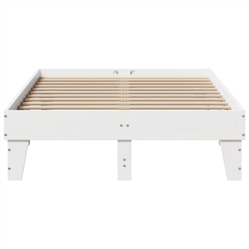 Cadre de lit sans matelas blanc 135x190 cm bois de pin massif - XIOS