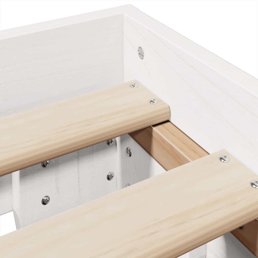Cadre de lit sans matelas blanc 135x190 cm bois de pin massif - XIOS
