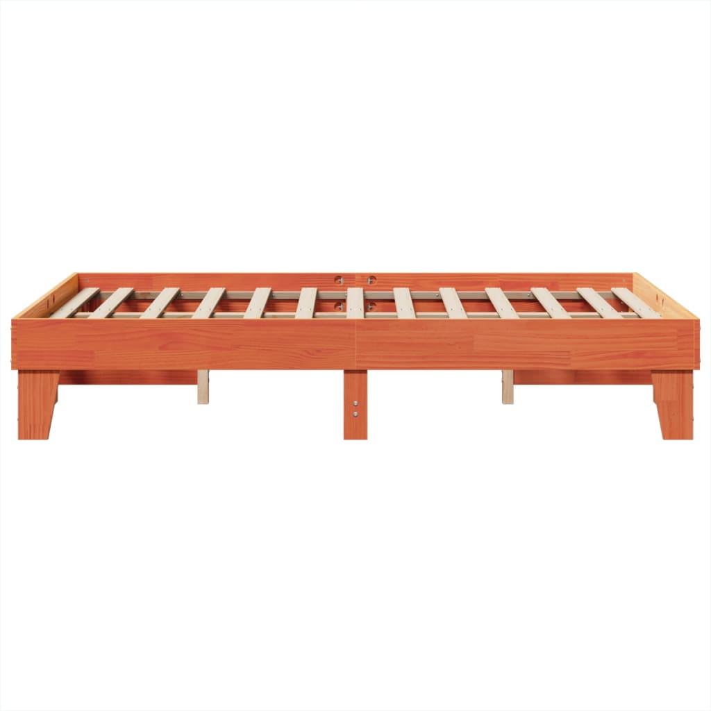 Cadre de lit sans matelas cire marron 135x190cm bois pin massif - XIOS
