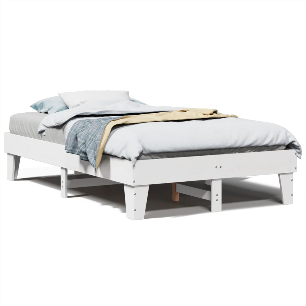 Cadre de lit sans matelas blanc 120x190 cm bois de pin massif - XIOS