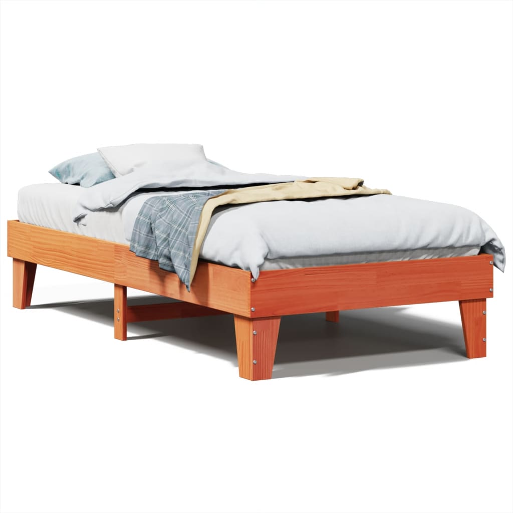 Cadre de lit sans matelas cire marron 75x190 cm bois pin massif - XIOS