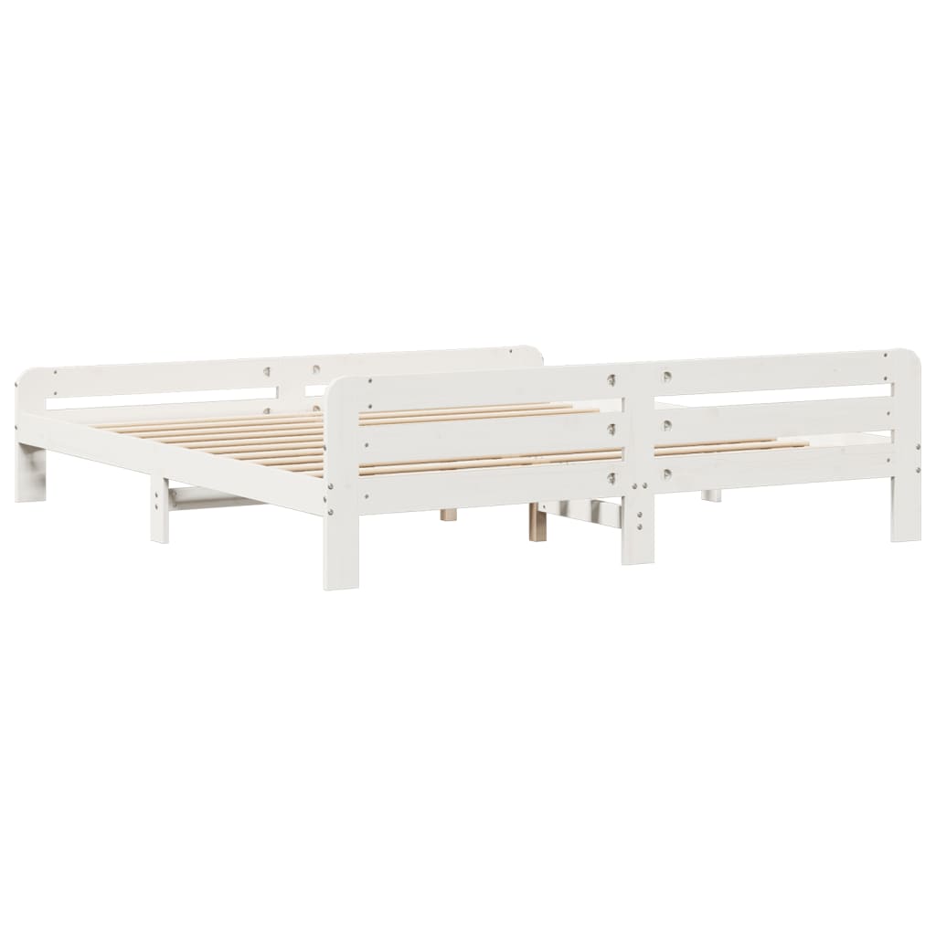 Cadre de lit sans matelas blanc 180x200 cm bois massif de pin - XIOS