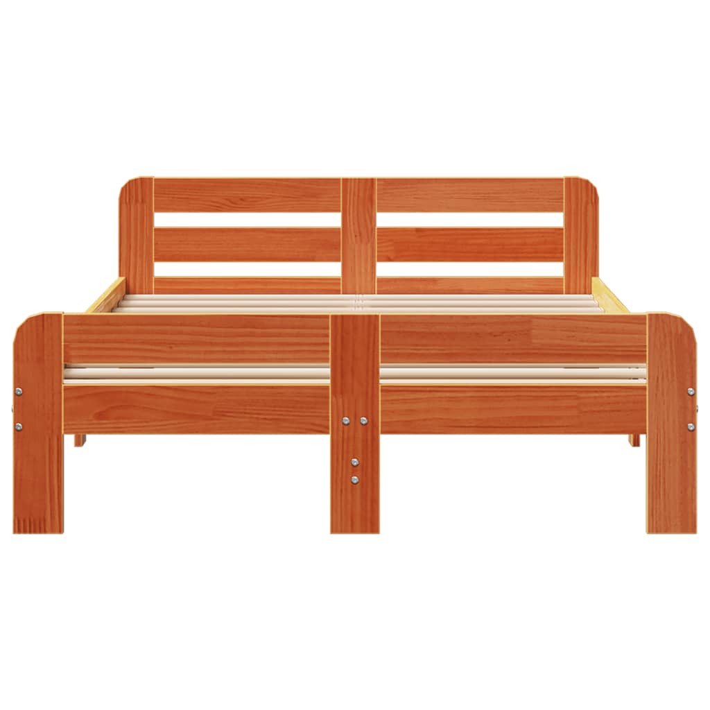 Cadre de lit sans matelas cire marron 180x200cm bois pin massif - XIOS