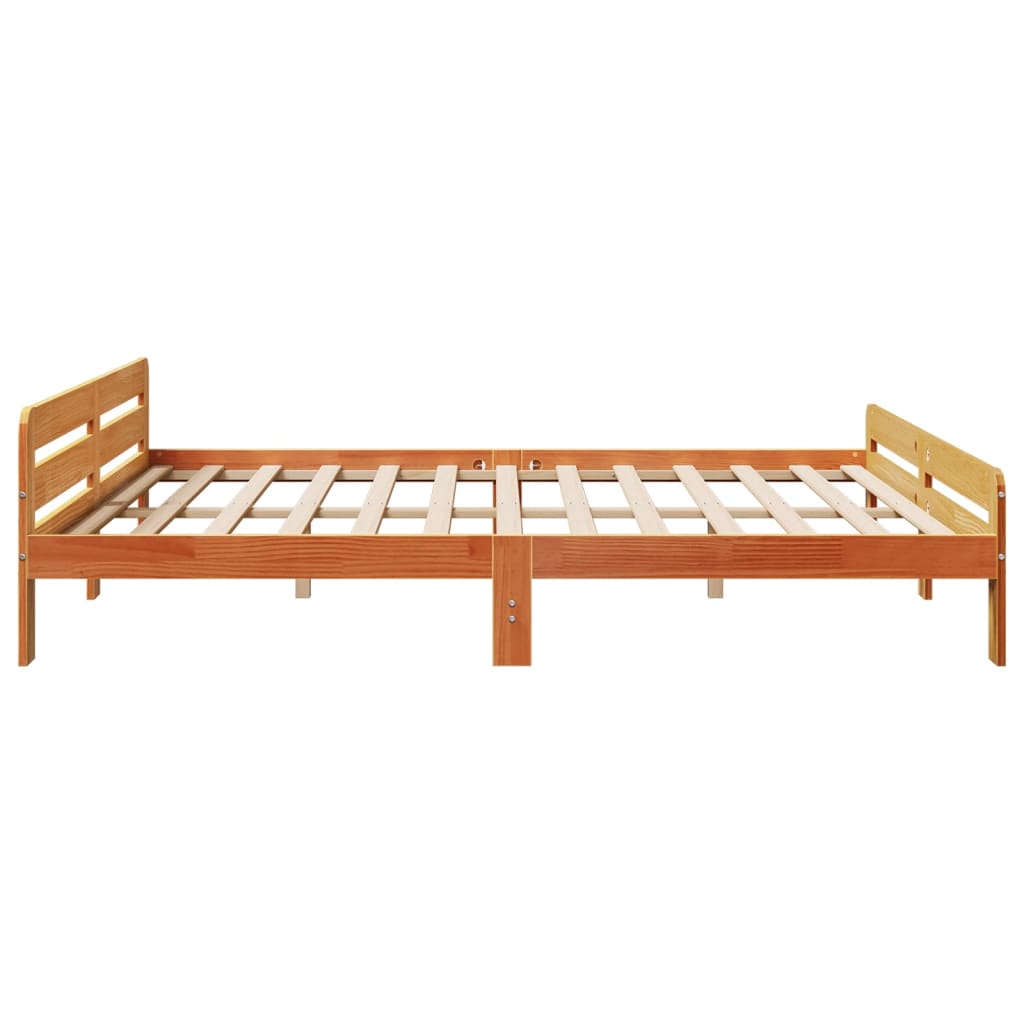 Cadre de lit sans matelas cire marron 180x200cm bois pin massif - XIOS