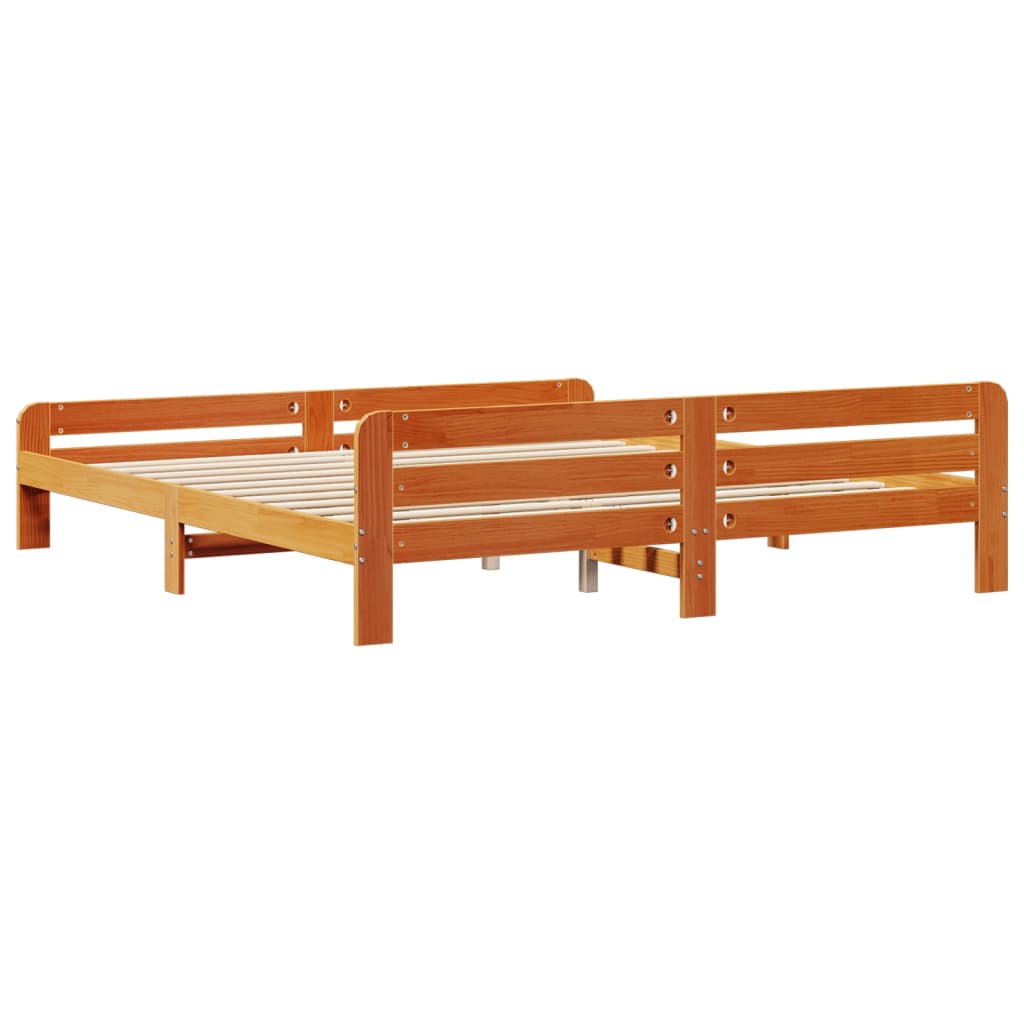 Cadre de lit sans matelas cire marron 180x200cm bois pin massif - XIOS