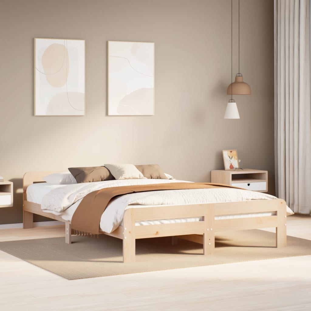 Cadre de lit sans matelas 160x200 cm bois massif de pin - XIOS