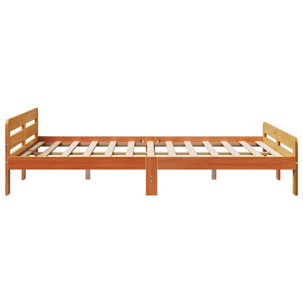 Cadre de lit sans matelas cire marron 160x200cm bois pin massif - XIOS